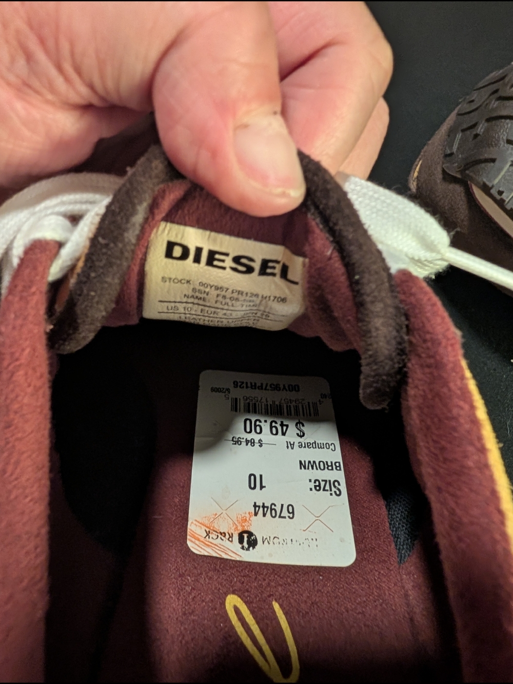 Men's Casual Lace-Up Sneakers in Brown and Mustard Diesel 10 - Picture 7 of 8